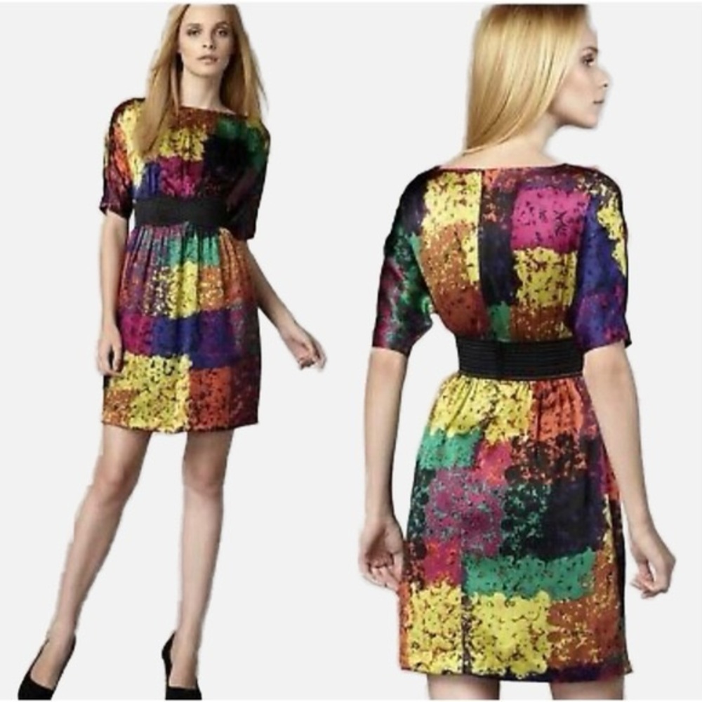TRINA TURK Fosse Shanghai Silk Bateau Print Dress Size 10